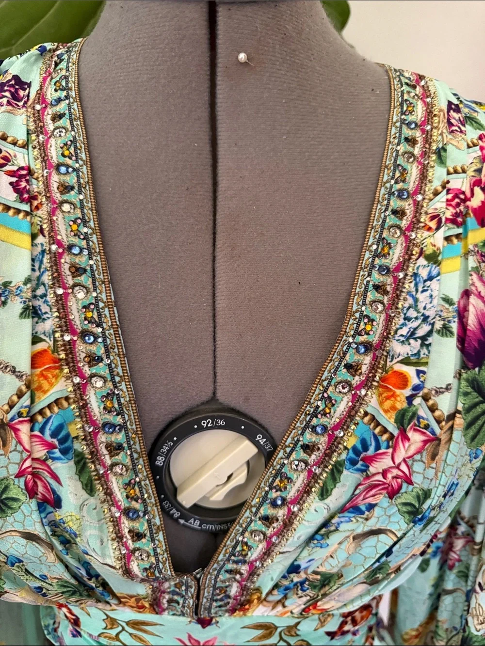 Camilla Brand Floral V-Neck Long Sleeve Mini Dress with Beading. - Picture 5 of 9